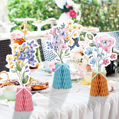 9 PCS Wildflowers Honeycomb Centerpieces Wildflower Party Supplies Spring Summer Wildflower Theme Table Centerpieces for Wedding Little Wildflower Baby Shower Decorations (Wildflower)