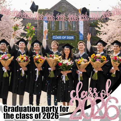 Amyhill 24 Pcs 2026 Graduation Decorations Class of 2026 Graduation Centerpiece Sticks Glitter Double Sided for Table Grad Party Decorations for Vase Table Toppers Supplies(Black)