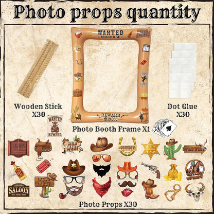 Hawaiian Photo Booth Props & Inflatable Frame, 30Pcs Luau Photobooth Props with Large Inflatable Inflatable Selfie Picture Frame for Summer Tropical Aloha Luau Party Selfie Supplies