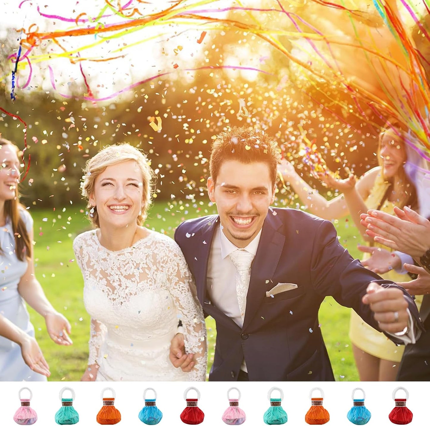 10 Pack Streamers Poppers, Hand Throw Party Poppers, Colorful No Mess Confetti Poppers, Magic Paper Crackers for Birthday Wedding Celebrations School Opening Graduation