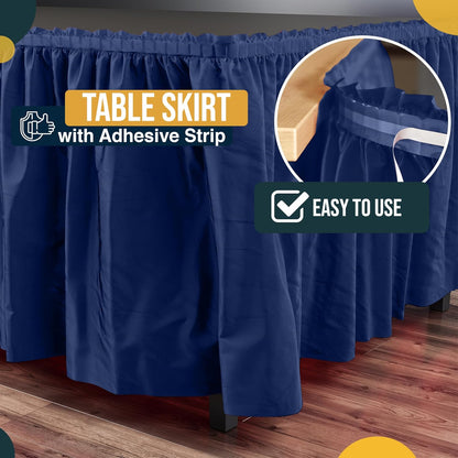 Exquisite Ruffle Table Skirt Black 6 Pack 14 Ft Long Table Skirts for Rectangle Tables 6ft Plus or Round Tables Skirts with Adhesive Strip for Gender Reveal Decor & Happy Birthday Parties