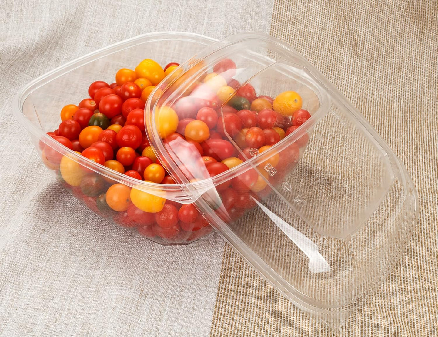 GOLDEN APPLE, 160oz-5sets Disposable Plastic Serving Square Bowls with Lids, Large Clear Plastic Disposable Salad Containers