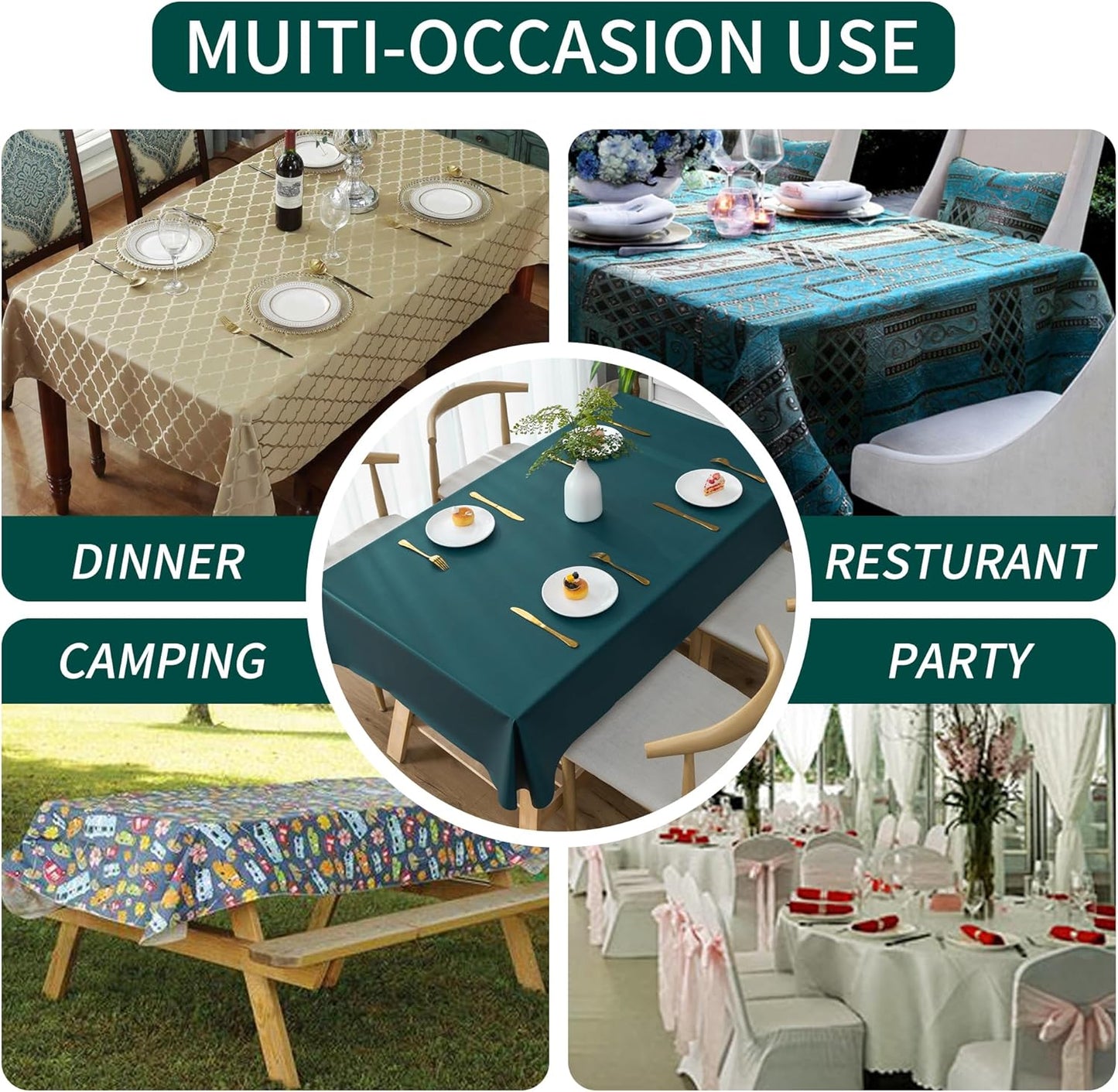 Rectangle Table Cloth,100% Waterproof Tablecloth Oil Proof Spill Proof Vinyl Table Cloth, Wipe Clean Plastic Table Cover for Dining, Camping, Indoor and Outdoor 52" x 70",Leaves