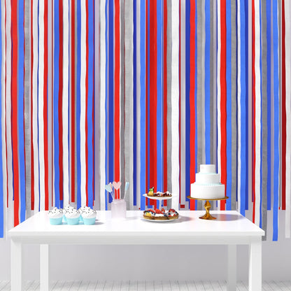 HOUSE OF PARTY Blue Skies Crepe Paper Streamers 6 Crepe Paper Rolls 492ft (1.8 Inch x 82 Ft/Roll) - Pack of 4 Shades of Blue, 1 Silver, 1 White Streamers Party Decorations