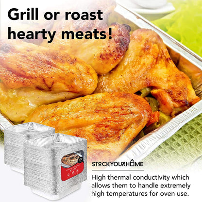 Stock Your Home Aluminum Pans 9x13 Disposable Foil Pans (30 Pack) - Half Size Steam Table Deep Trays - Tin Foil Pans Great for Cooking, Heating, Storing, Prepping Food