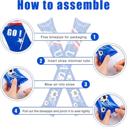 Hungdao 100 Pcs Thunder Sticks Spirit Boom Sticks Cheerleading Football Noise Makers Inflatable Noisemakers for Party Dance Basketball Sporting Event