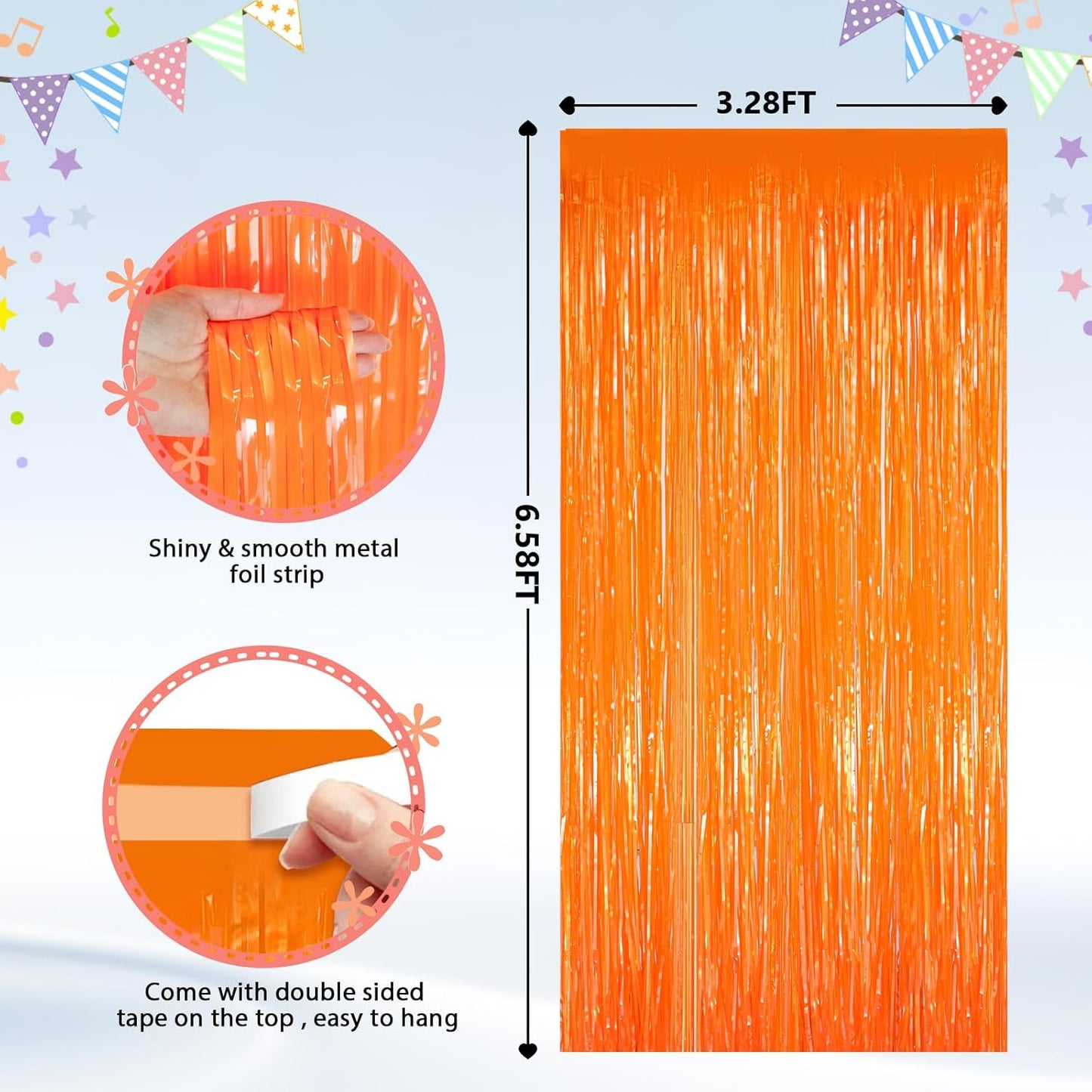 GCB 2Pack Black Metallic Tinsel Foil Fringe Curtains, Black Foil Curtain Backdrop, Photo Booth Props for Birthday Wedding Baby Shower Bachelorette Xmas Celebration Party Decorations Door Streamers