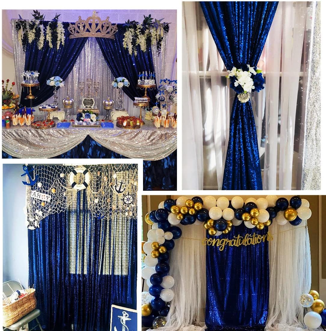 Poise3EHome Black Sequin Backdrop Curtains, 2 Panels 2FTx8FT Glitter Photo Booth Backdrop for Halloween Birthday Bachelorette Wednesday Twilight Party Decorations