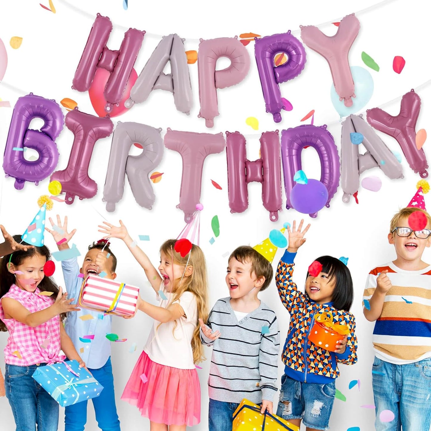 Happy Birthday Balloons Banner, Foil Balloon Personalized Name Letters Balloons Sign Birthday Party Decorations for Women Men Boys Girls Cream