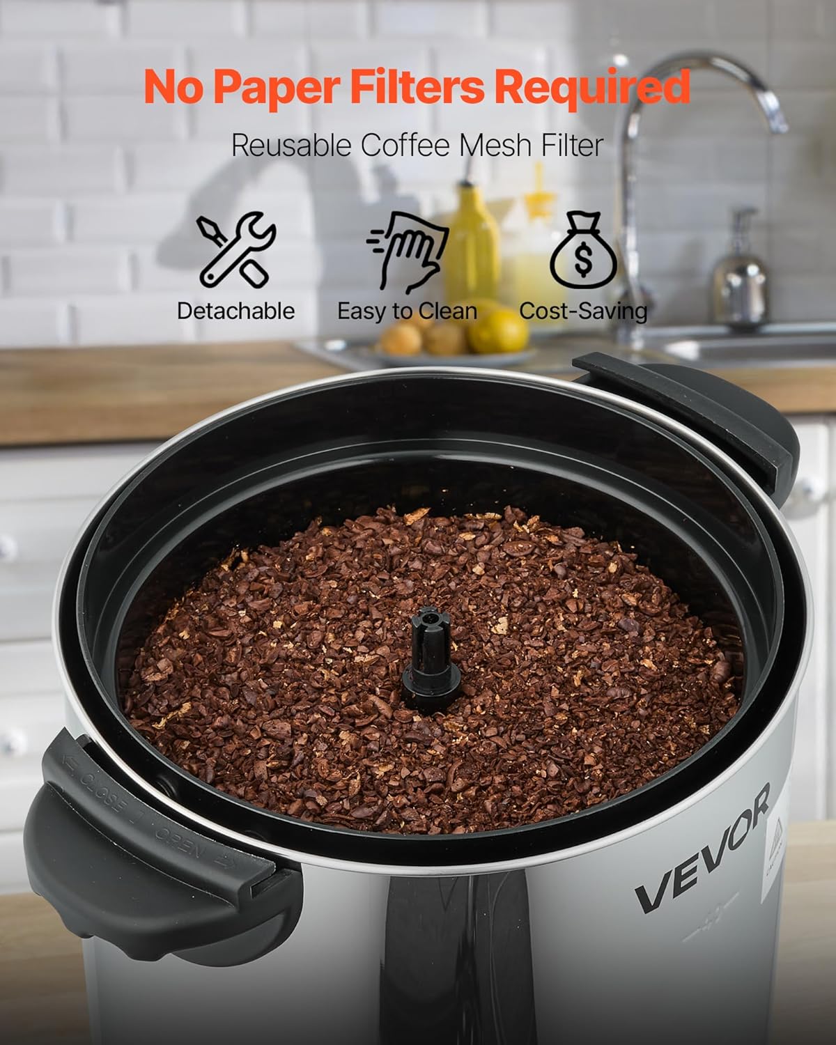 VEVOR Commercial Coffee Urn, 60 Cup 9 L Hot Beverage Dispenser with Dripless Faucet, Quick-Brewing Stainless Steel Large Commercial Coffee Maker, for Catering, Business, Party, Church & Restaurant