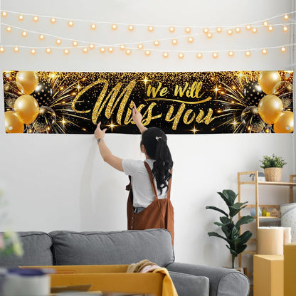 Welcome Banner - Black and Gold Welcome Home Decorations 6 x 1.3ft - Welcome Back Banner - We Missed You So Much