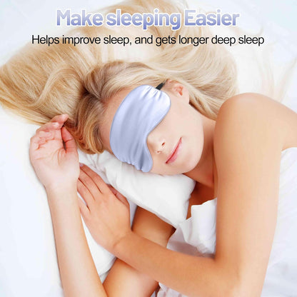 Silk Eye Mask with Adjustable Strap, Satin Blackout Sleeping Mask for Men&Women, Comfortable Blindfold Eyeshade for Night Sleep(Blue)