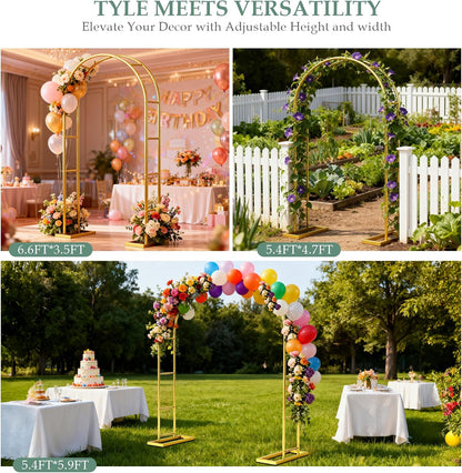 WellSign Wedding Arch Backdrop Stand 7.2FT, 6FT Set of 2, Gold Metal Balloon Arch kit Stand for Gender Reveal Ceremony Engagement Anniversary Bridal Valentine Party Event Decoration