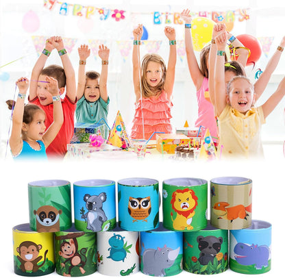 TAOVEN 48 PCS Slap Bracelets Wristbands for Jungle Safari Party Favors, Safari and Jungle Theme Party Decoration Tools
