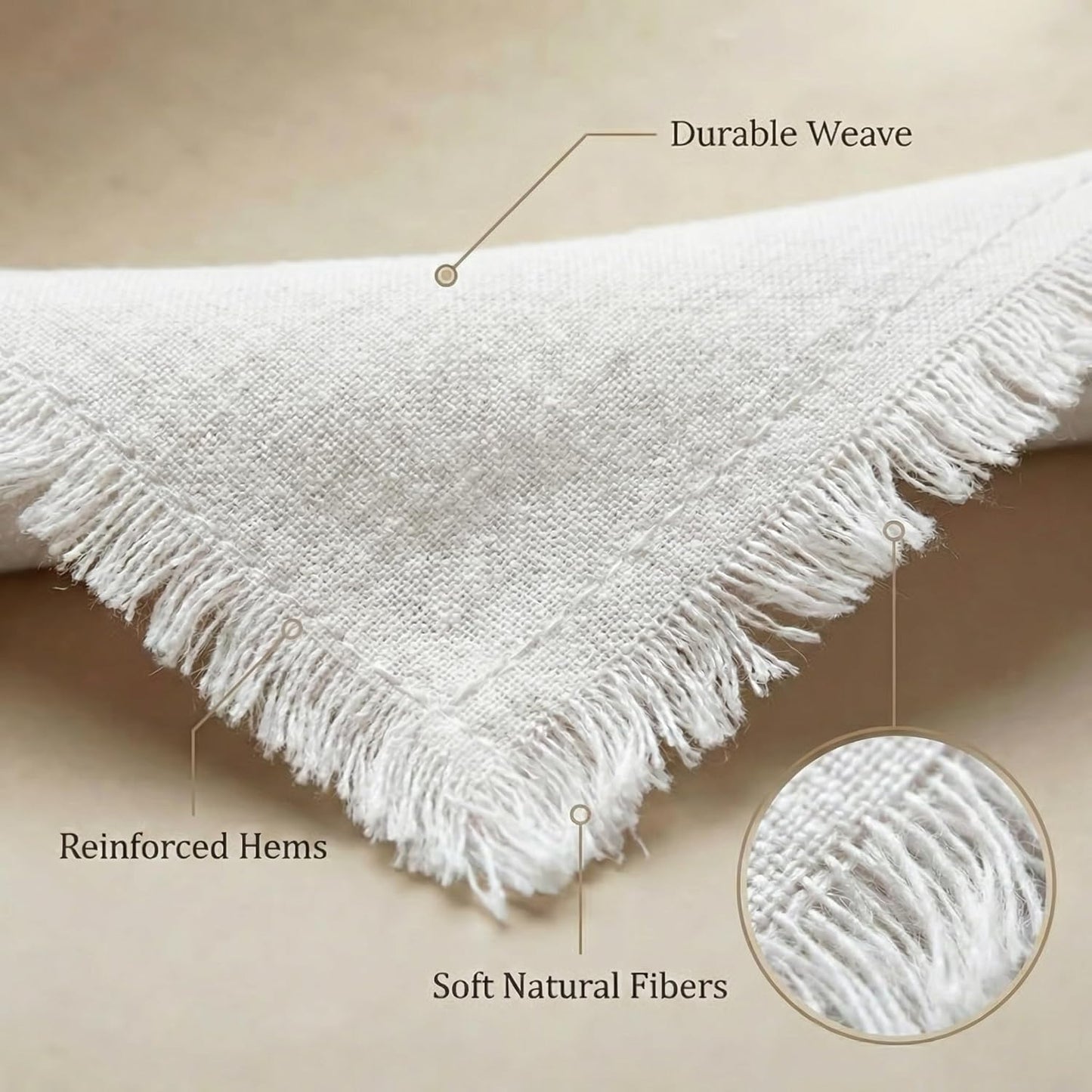 ACCENTHOME Natural Cotton Linen Napkin Set of 12 18x18 inch Dinner Napkins - Washable Soft Premium Hotel Quality Reusable Hemmed Edges Napkins Perfect Table Linens for Family Dinners, Weddings
