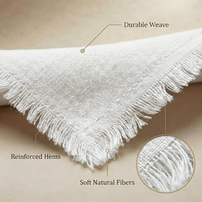 ACCENTHOME Natural Cotton Linen Napkin Set of 12 18x18 inch Dinner Napkins - Washable Soft Premium Hotel Quality Reusable Hemmed Edges Napkins Perfect Table Linens for Family Dinners, Weddings