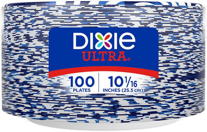 Dixie Ultra, Large Paper Plates, 10 Inch, 172 Count (4 packs of 43 plates), 3X Stronger*, Heavy Duty, Microwave-Safe, Soak-Proof, Cut Resistant, Disposable Plates For Heavy, Messy Meals