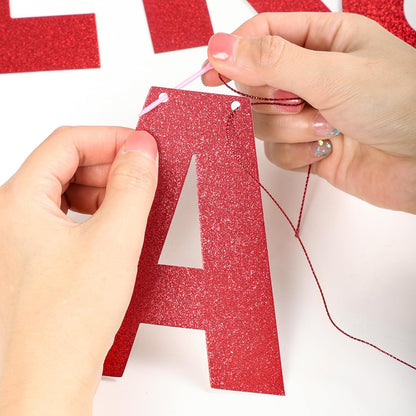 DIY Banner Kit with Letters Glitter Banner Letters Customizable Birthday Banners Graduation Banner Custom Party Hanging Banner for Graduation Wedding Party Baby Shower Decoration(Gold)