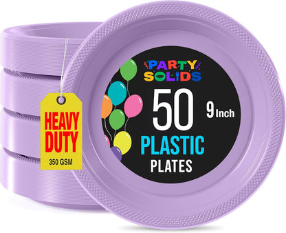 Exquisite Party Solids Red Plastic Plates For Party Supplies 10" Red Disposable Plates Heavy Duty 50 Pcs Plastic Dinnerware Sets Heavy Duty 350 GSM Disposable Dinnerware Set