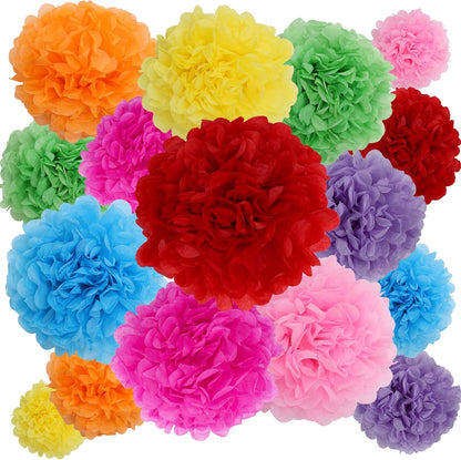BestoFun 16 PCS Sage Green Party Decorations Tissue Paper Flowers Christmas Party Decors Hanging Pom Poms Decorations for Xmas New Year Winter Holiday Decorations