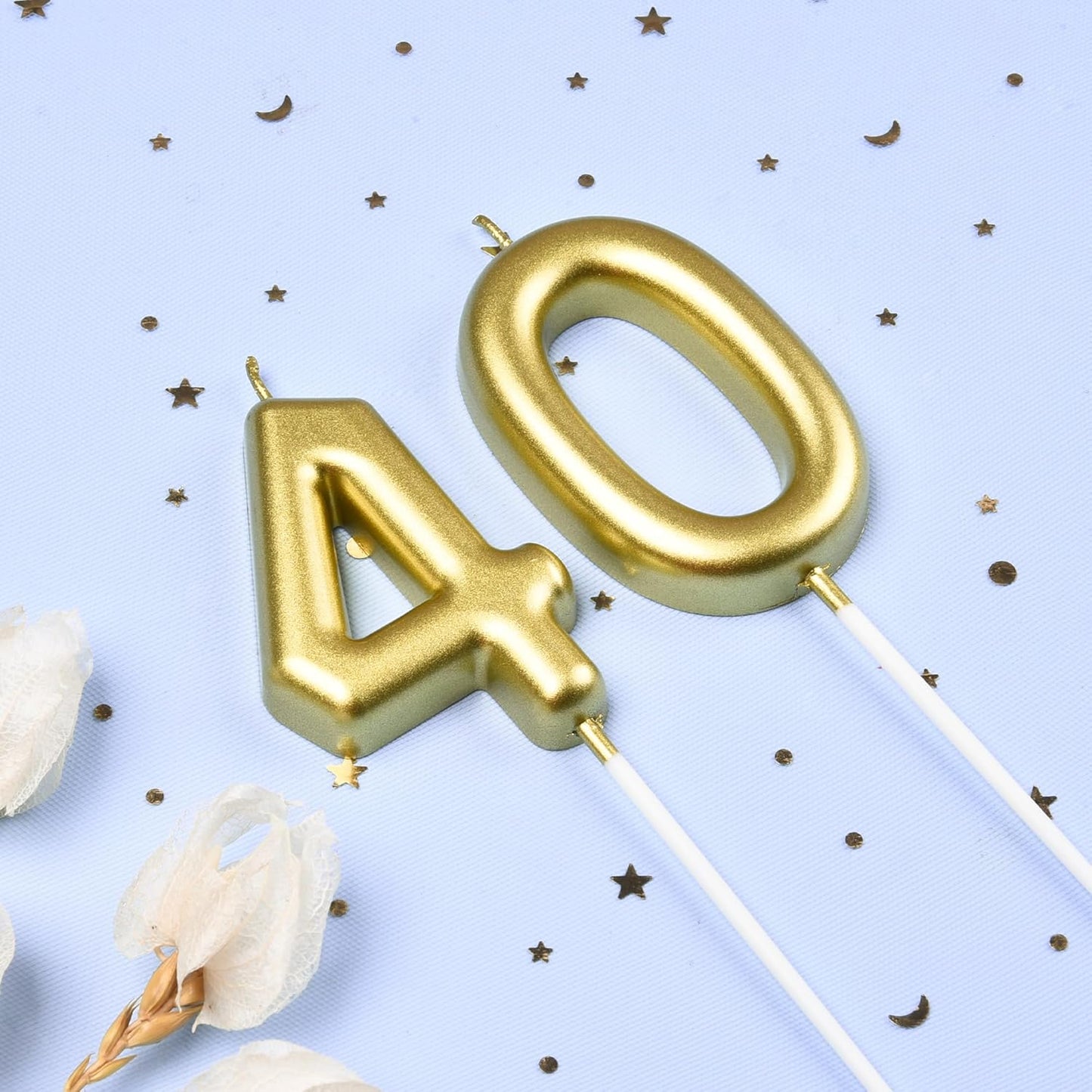 2.76 Inch Classical Gold 5 Number Birthday Candles, Gold Number Candles, Cake Number Candles, Party Celebration