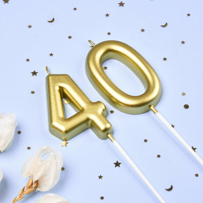 2.76 Inch Classical Gold 5 Number Birthday Candles, Gold Number Candles, Cake Number Candles, Party Celebration