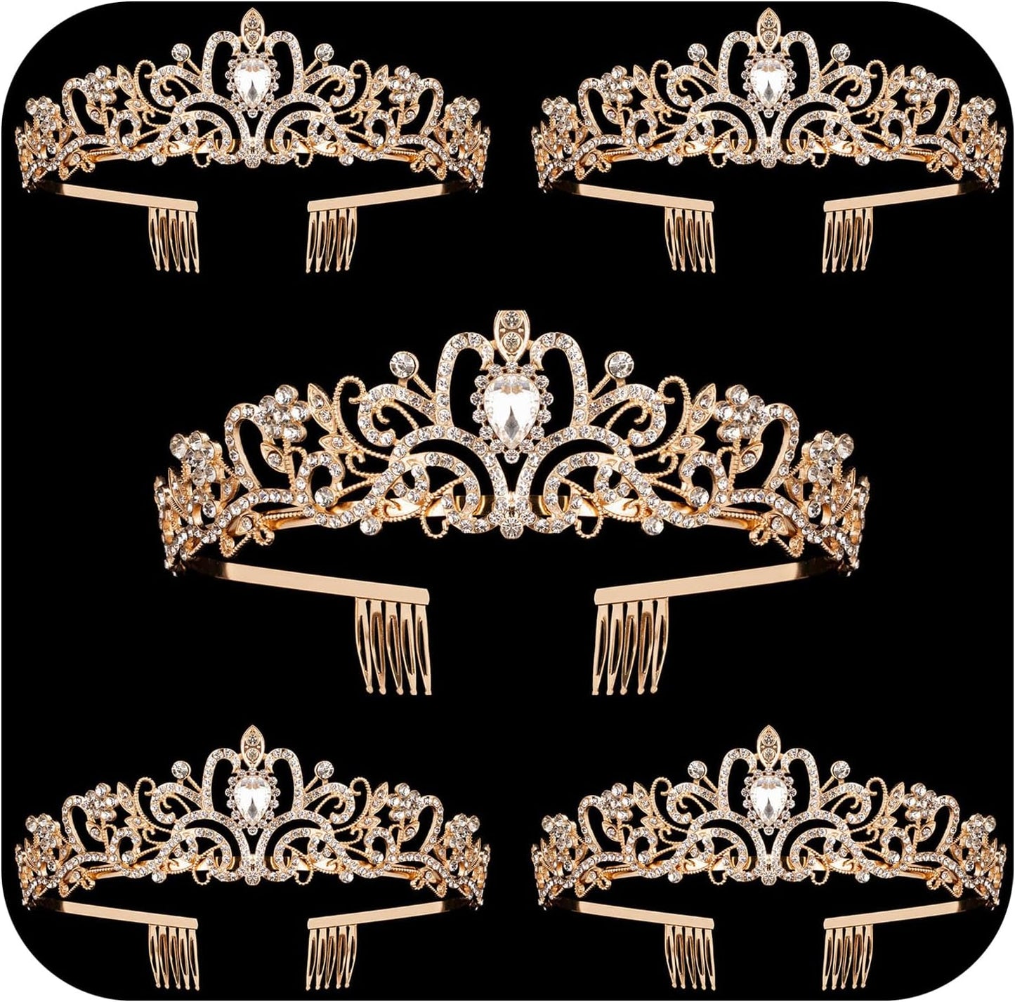 Crystal Tiara Crowns For Women Girls Princess Elegant Crown with Combs Women's Headbands Bridal Wedding Prom Birthday Party