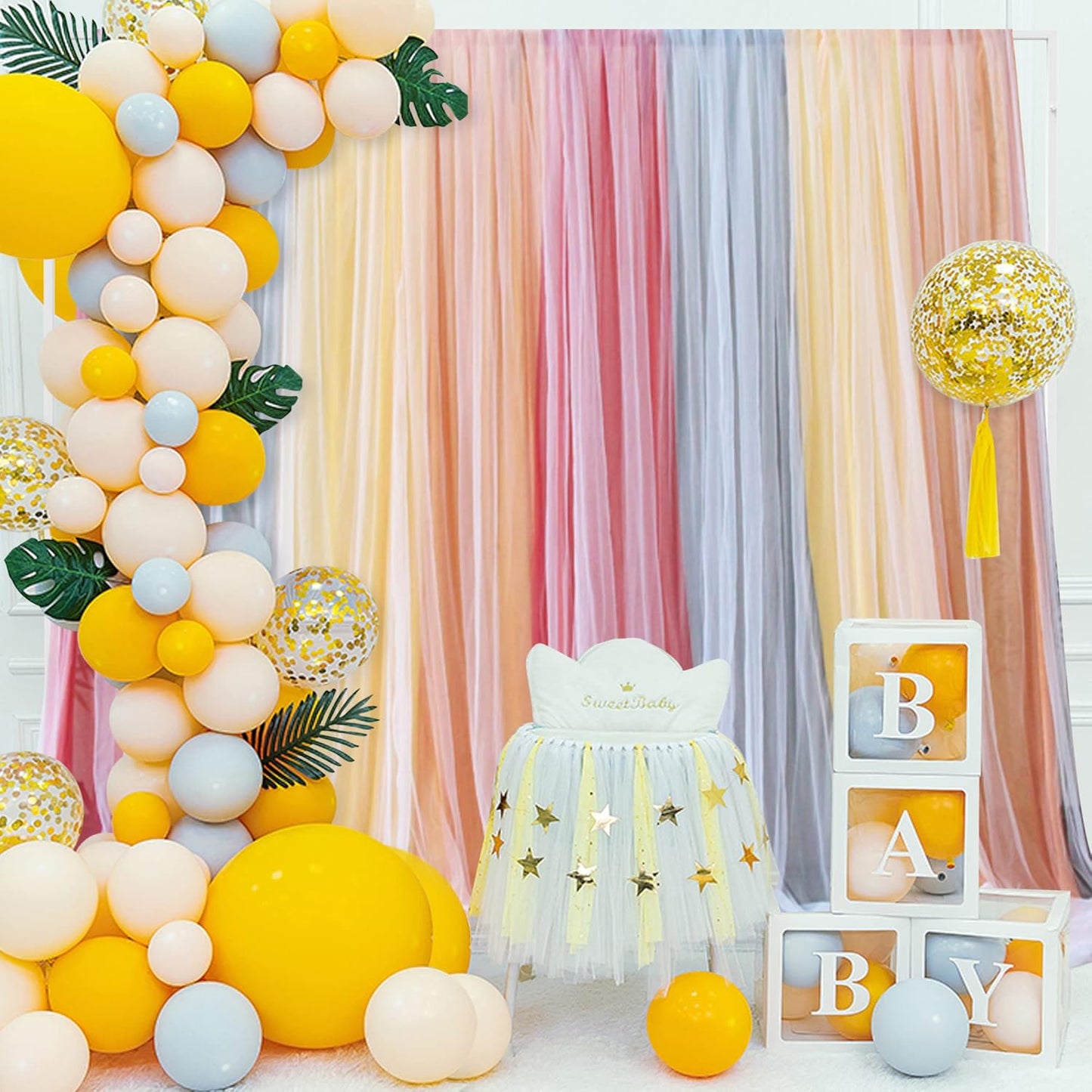 Fomcet 10FT x 10FT Backdrop Stand Heavy Duty with Base, Gold Portable Adjustable Pipe and Drape Kit, Square Metal Arch Party Frame for Wedding Birthday Parties Banquet Decorations