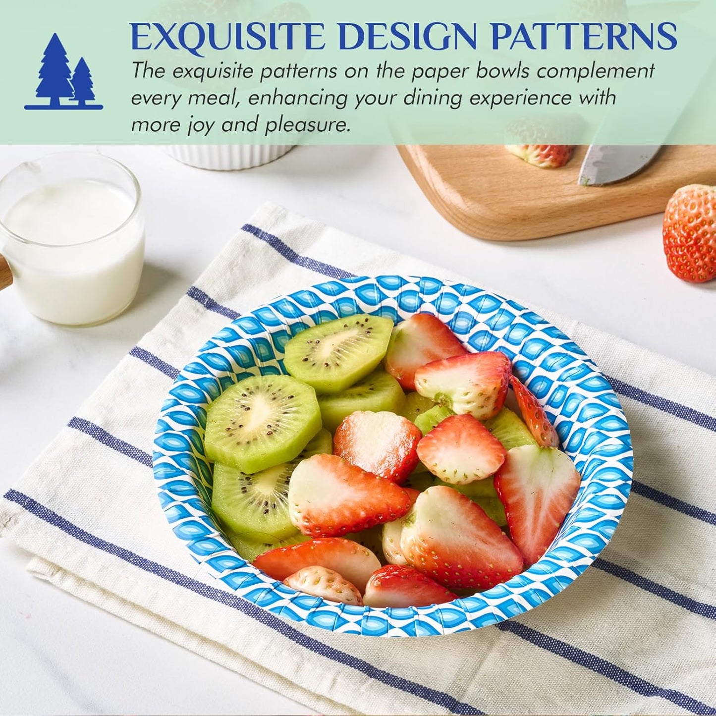 MUCHII 20 Oz Paper Bowls 180 Count Disposable Bowls, Printed Soak Proof Large Bowls for Breakfast, Lunch, and Dinner Meals