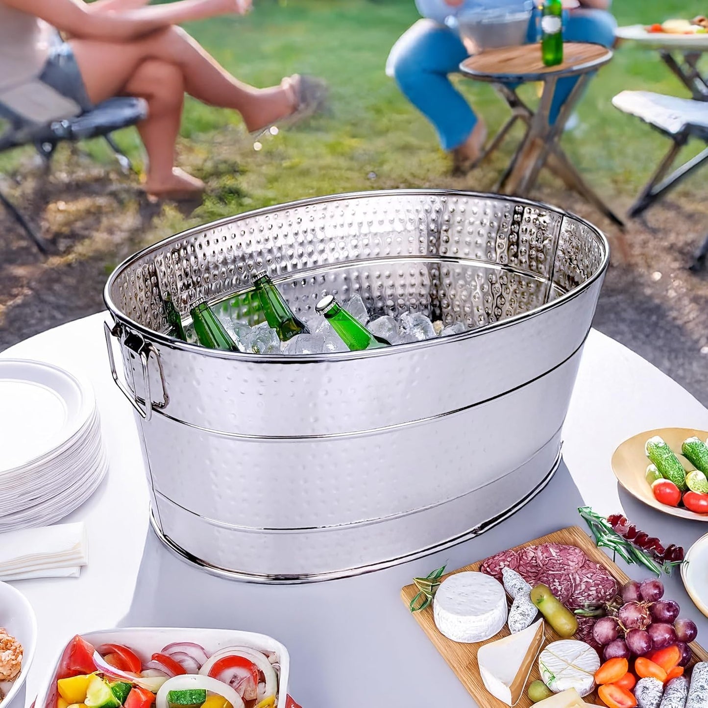 BREKX Aspen Galvanized Tub, Copper Finish Metal Ice and Drink Cooler for Parties, Sealed Leak Resistant Party Cooler, Easy to Clean, Handcrafted, Large Oval 25-Quart (6 Gallon), 30 Bottle Bucket
