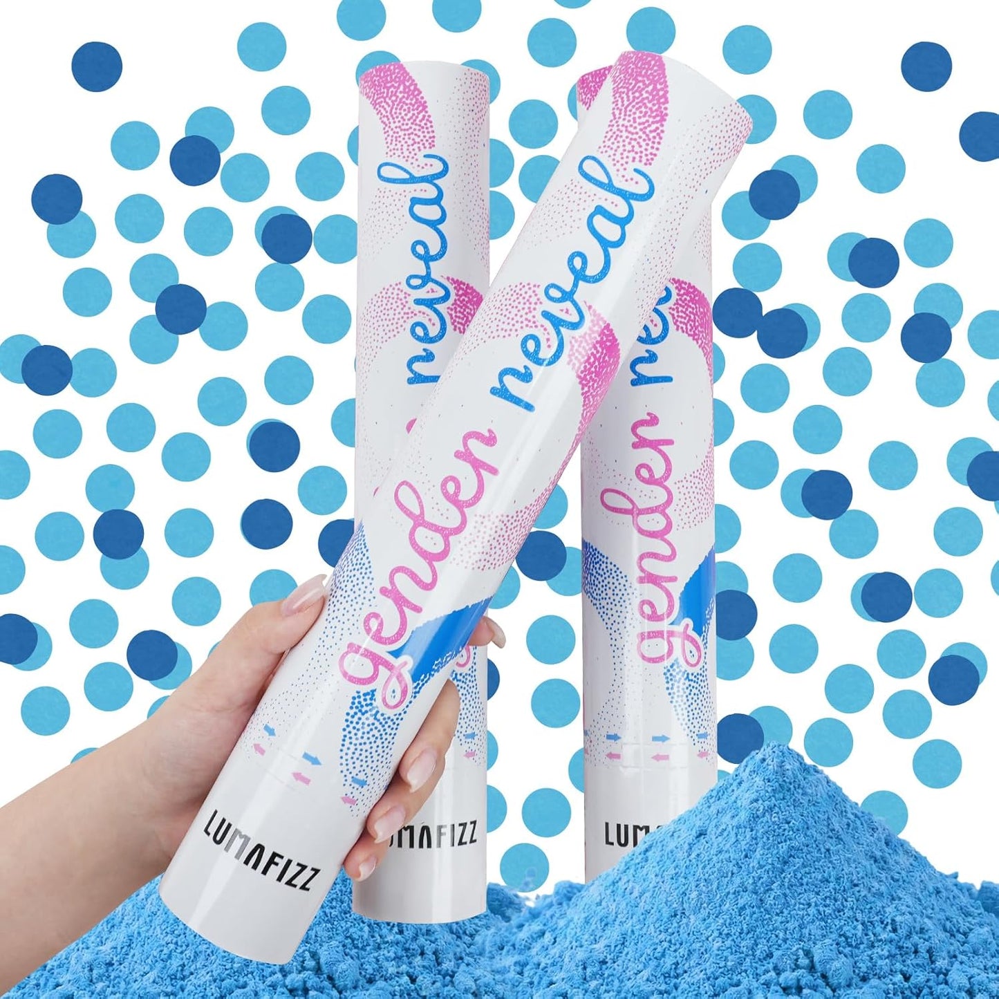 Gender Reveal Confetti Cannon - Biodegradable Confetti Poppers - Pink & Blue, 2 Pack - Party Supplies Pop Gun-Cannon for Boy or Girl Baby Reveal Party Supplies (1Pink +1Blue)