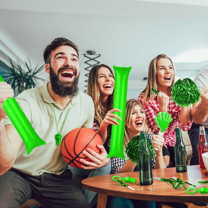 Yunsailing 96 Pcs Homecoming Noisemakers Team Spirit Accessories for Game Day Include Hand Clappers Cheerleading Pom Pom Thunder Stick Cheer Party Blower Plastic Whistle for Sport Fans(Gold)