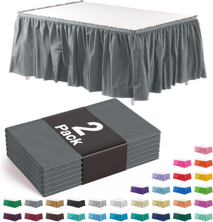 Exquisite Ruffle Table Skirt Pink 6 Pack 14 Ft Long Table Skirts for Rectangle Tables 6ft Plus or Round Tables Skirts with Adhesive Strip for Gender Reveal Decor & Happy Birthday Parties