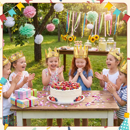 Yaomiao 44 Pcs Birthday Foam Crowns for Kids Princess Tiaras King Hat Bulk Diamond Sticker Kits for Crown Party Supplies