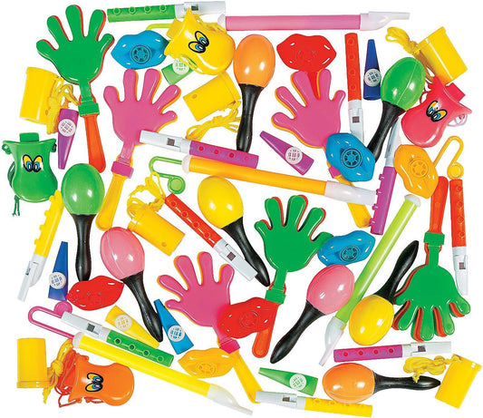 Fun Express Maracas Noise Makers Party Blowers Hand Clappers 48 Piece Bulk Set - Kids Noisemaker Toys for Birthday Parties, New Years Eve Celebrations, Fiesta Party Favors & Sporting Events