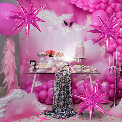 ZAKVOOR 60 Pcs Star Balloons 12 Spike Foil Explosion Party Decoration Balloons for Christmas New Year Eve Birthday (Silver)