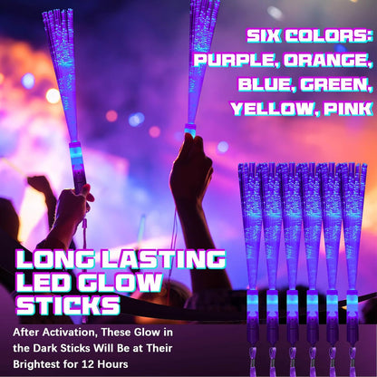 Skylety 36 Pcs Fiber Optic Wand, LED Fiber Optic Wand with 3 Light Modes, Glow Fibers Optics Sticks for Wedding Neon Party, New Year Party Favors, Bar Dj, Valentine's Day(Bright Color)