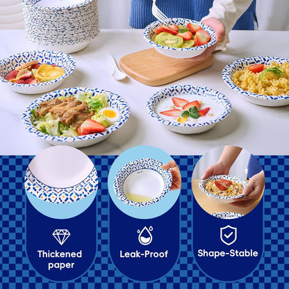 JOLLY CHEF 12 oz Paper Bowls 200 Count, Soak-Proof, Heavy Duty Small Disposable Bowls Bulk for Snacks, Desserts, Breakfast, Lunch, and Party Use