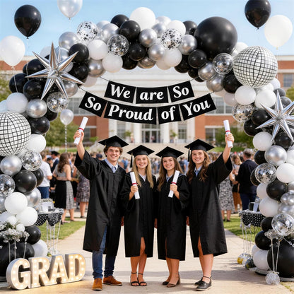 KARLURE Black and Gold Balloons Arch Kit with Black Gold Confetti Balloons for 2026 Graduation Decorations Class Grad Men Birthday Party Prom Retirement Masquerade Anniversary Party Decorations