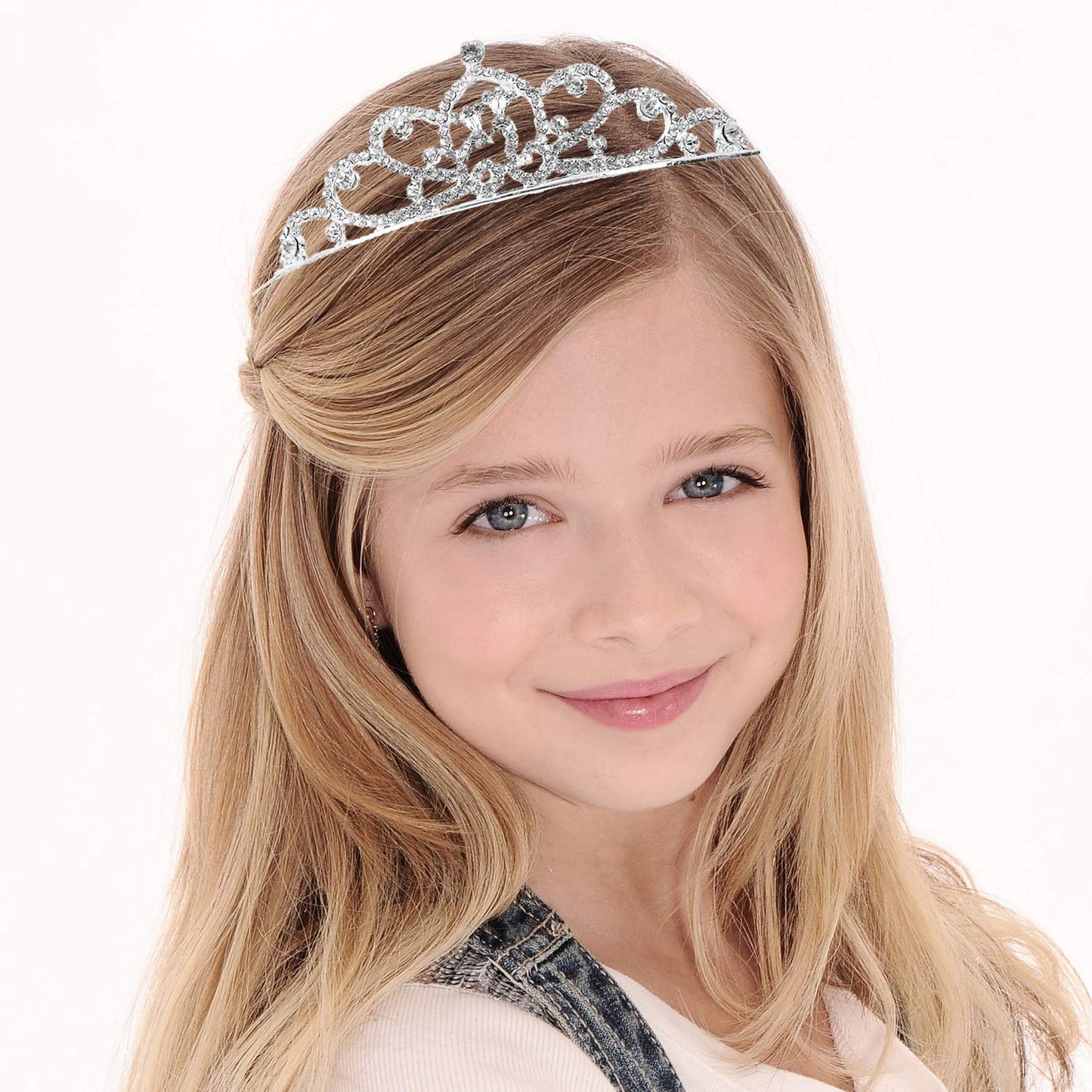 Hedume 6 Pack Princess Crystal Tiara Crown Headbands, Silver Metal Sparkly Glitter Rhinestone Hair Accessories, Girls Women Princess Crown Headbands for Birthday Party, Wedding, Prom, Pageant