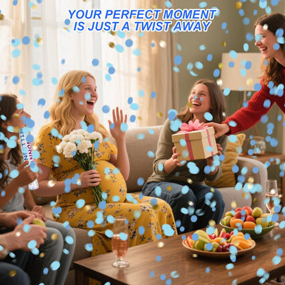 4 Pack Gender Reveal Confetti Cannon, 12 in Blue Rectangle Shaped Paper Party Poppers Cannons, Confetti Poppers For Baby Boy Gender Reveal Baby Showers (Rectangle, Blue)