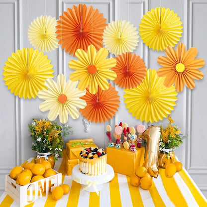 Easy Joy Paper Leaves Decorations for Wall Paper Fans Classroom Decoration Leaves Backdrop Decor Wall Decor,Set of 9