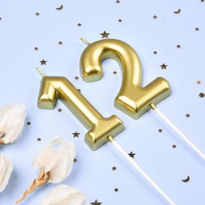 2.76 Inch Classical Gold 5 Number Birthday Candles, Gold Number Candles, Cake Number Candles, Party Celebration