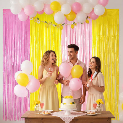 Frienda 4Pcs Sunset Party Decorations 6.6Ft Fringe Curtains Party Decorations Pink and Orange Backdrop Curtains for Sunset Autumn Thanksgiving Bridal Wedding Graduation Backdrop Decor