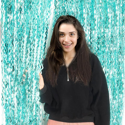 4 Pack Wavy Champagne Gold Metallic Tinsel Foil Fringe Curtains Backdrop - 3.3X6.6ft Foil Fringe Backdrop for Parties | Door Streamers for Birthday | Photo Booth Backdrops Party Decor