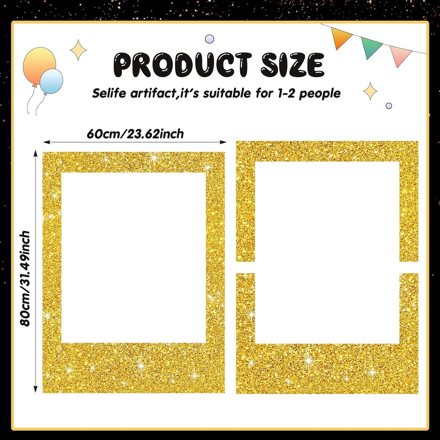 Beeveer 32 x 24 Inch Photo Booth Selfie Frame Prop Booth for Birthday Event Parties Large Blank DIY Cutout Props for Funny Decoration Christmas, Holiday Supplies