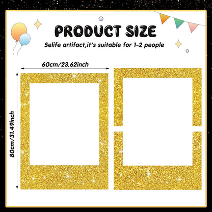 Beeveer 32 x 24 Inch Photo Booth Selfie Frame Prop Booth for Birthday Event Parties Large Blank DIY Cutout Props for Funny Decoration Christmas, Holiday Supplies