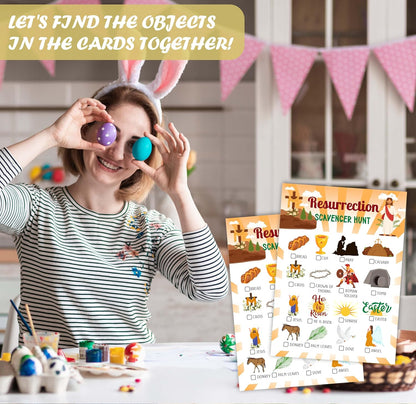 Resurrection Scavenger Treasure Hunt Game Cards, Christian Scavenger Hunt Games for Church, Easter Party Birthday Party Holiday Supplies Activities(25 Game Cards), 04