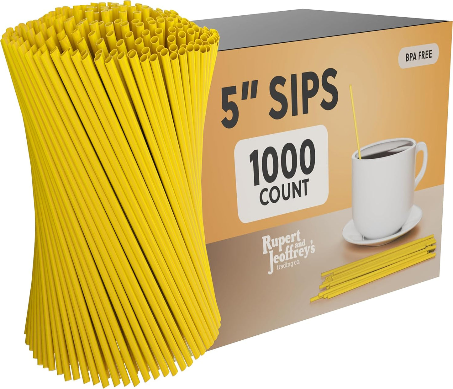 Disposable Plastic Coffee Stirrer Straw - 5 Inch Sip Stir Stick (1000, Neon)