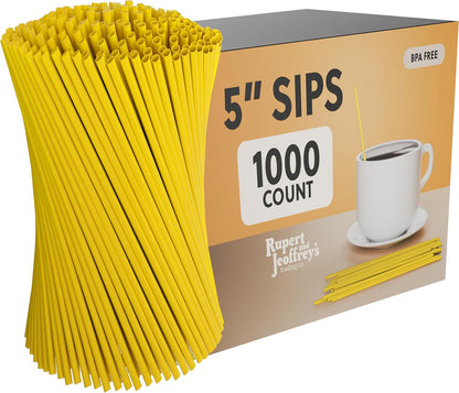Disposable Plastic Coffee Stirrer Straw - 5 Inch Sip Stir Stick (1000, Neon)
